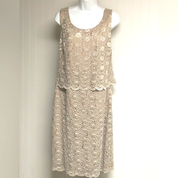R&M Richards Lace Sequin Sleeveless Sheath Cocktail Dress Size 14W EUC - Picture 6 of 10